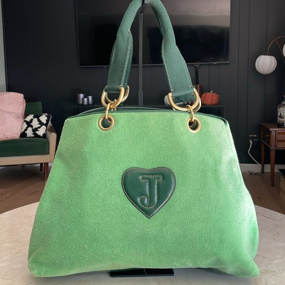 Vintage Juicy Couture XL purse tote green terry “Juice Loves” - Picture 2 of 16